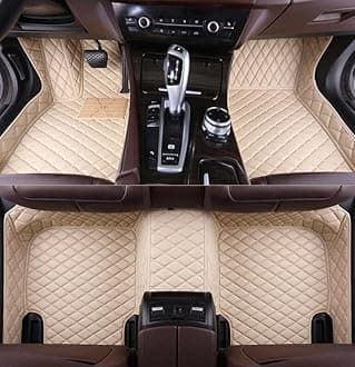 Custom All-Weather Protection Leather Car Floor Mats for Cars Sedan SUV Sports Car Waterproof Floor Mat (Beige)