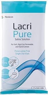 Menicon LacriPure Saline Contact Lens Solution, for Lens Rinse & Insertion, 7 Vials, 5ml