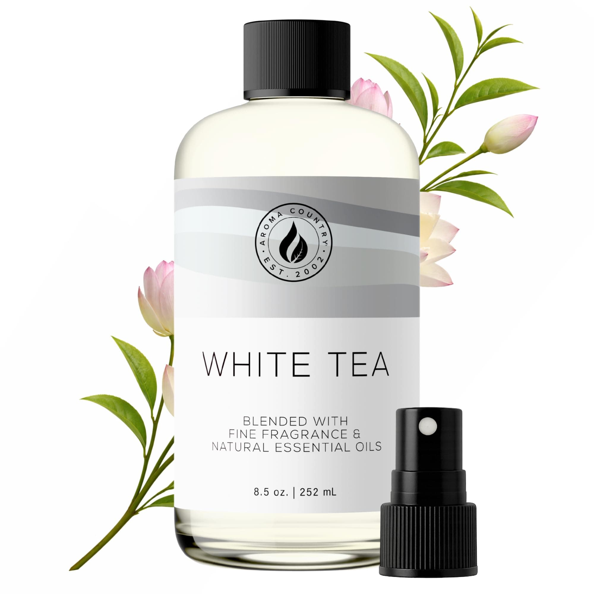 White Tea Diffuser Oil - Luxury Essential Oils for Diffuser Refill & Air Freshener Room Spray, Long-Lasting, Natural Home Fragrance and Hotel Scent for Diffusers & Machines (8.5 Fl Oz)