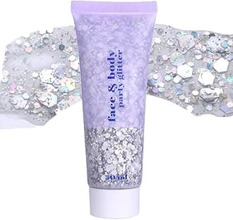 Silver Mardi Gras Out for Women Face Glitter Gel,Carnival Rave Accessories,Singer Concerts Body Glitter, Music Festival Hair Sequins Face Glitter Paint Makeup,50ML