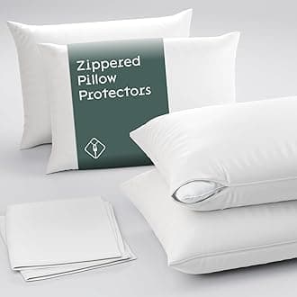 Ultra Soft Pillow Protectors with Zipper King Size - Set of 1 Breathable Pillow Covers - 100% Protection Against Stains, Dust & Dirt - Machine Washable (White)