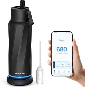 WATERH Vita Smart Water Bottle with Reminder to Drink Water, BPA-Free Vacuum Insulated Water Bottles with Filter & Straw, Bluetooth Intake Water Tracking Bottle, Ideal for Gift (18 oz)
