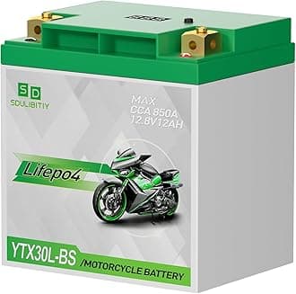 YTX30L-BS Lithium Motorcycle Battery LiFePO4 Engine Start Battery 12.8V 12AH 850 CCA LiFePO4 Engine Start Battery with BMS (Smart Battery Management System) 2500-8000 Life Cycles