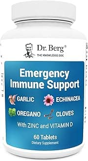 Dr. Berg Emergency Immune Support w/Echinacea - Potent Blend of Herbal Extracts (Warning: Strong Herbal Smells) - Immune Support Supplement Includes 2,000 IUs of Vitamin D & 10mg of Zinc - 60 Tablets