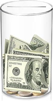 Creamily Clear Piggy Bank, Acrylic Piggy Bank for Adults Must Break to Open, Unopenable Money Saving Box for Boys Girls Birthday Gift