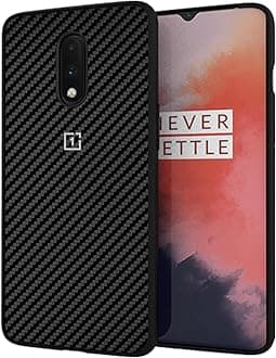 Riggear Sleek Textured Back Cover Case for OnePlus 7 (TPU+PC | Black CF)