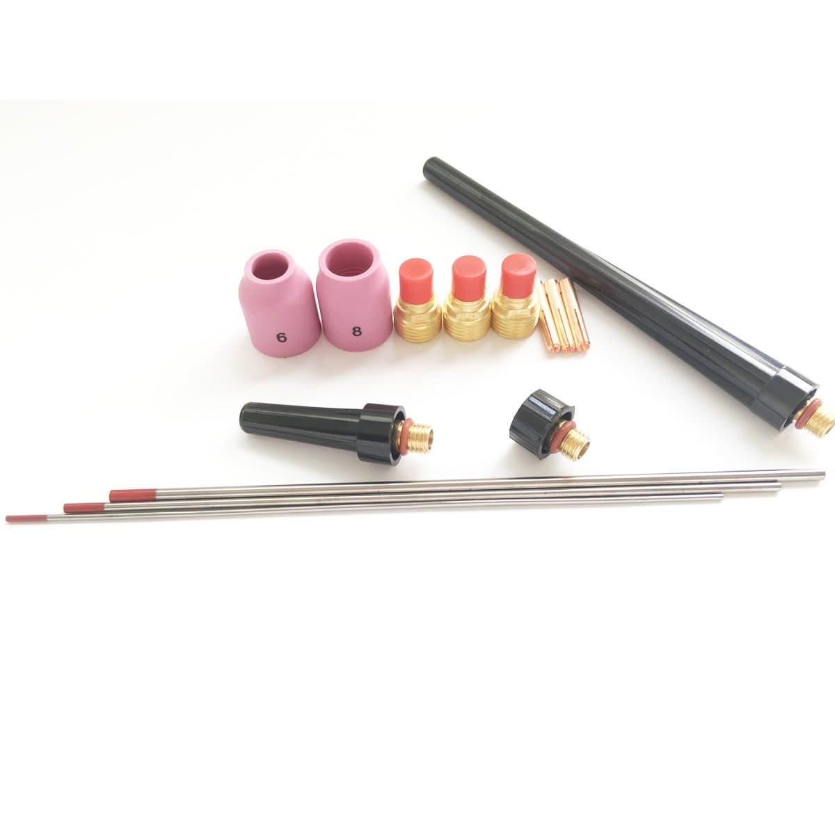 B.W.P WT20 Tungsten Accessory Kit Setup For WP9 20 25 TIG Welding Torch Gas Lens Collet 1/16 3/32 1/8 Shield Alumina Cup Nozzles Back Caps