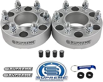Supreme Suspensions - 2pc Set [Silver] 1.5" Hub Centric Wheel Spacers Kit for 2005-2023 Nissan Frontier Pathfinder Xterra - 6x114.3mm Bolt Pattern / M12x1.25 Studs - 4 Valve Caps Included