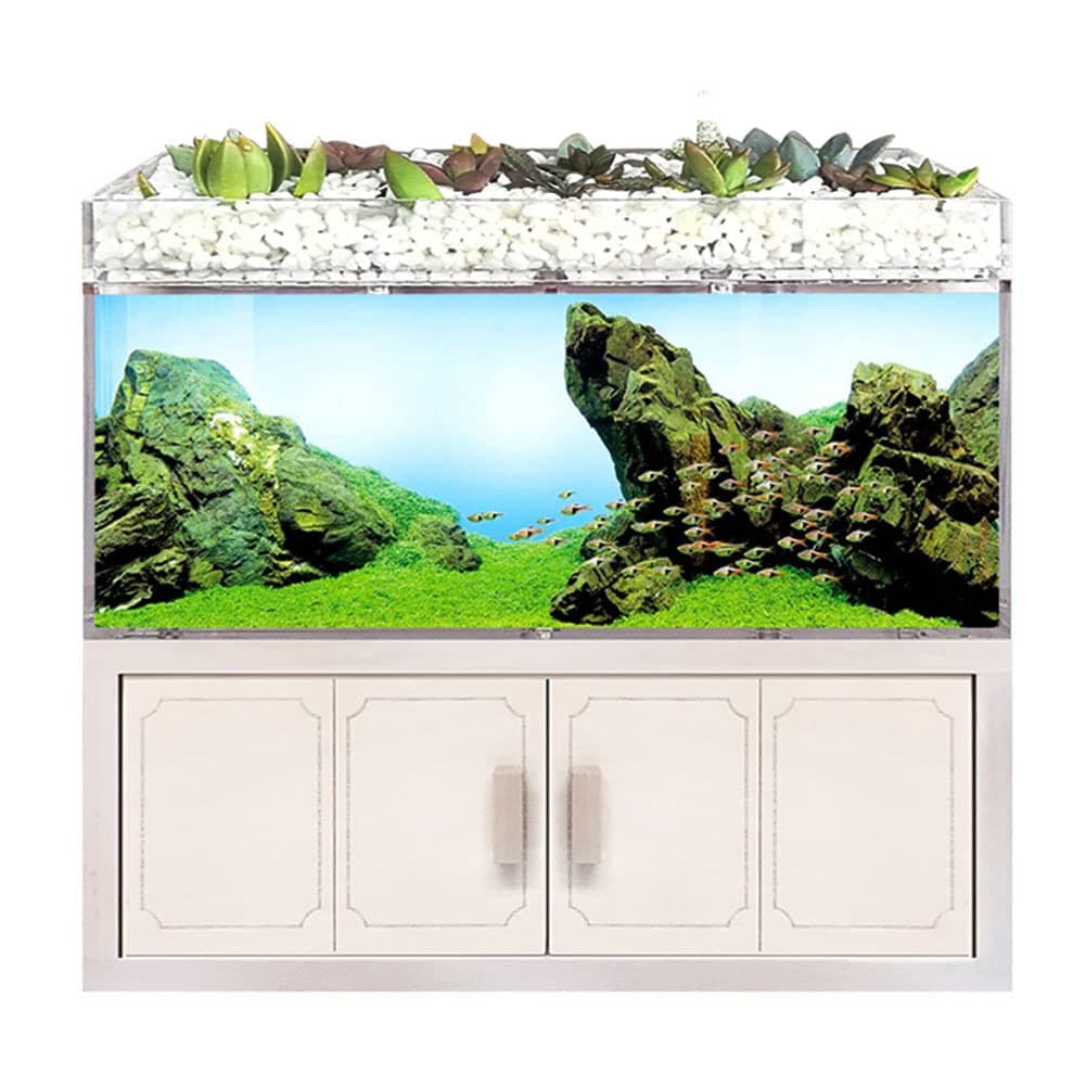 Betta Fish Tank Aquarium Kit Acrylic Material Separate Filter Box Mini Desktop Small Fish Tank with Water Pump Self Filtering Circulation Ecosystem,for Betta Fish and Guppies (White)