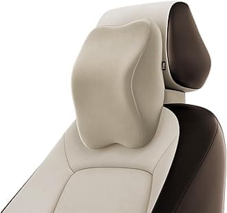 Ultimate Car Neck Rest Pillow| Ultrasoft Pillow for Comfortable Rides | Superior Neck Support Cushion | Relieves Neck Pain | Hi-Per Foam Head Rest Pillow with Washable Velvet Cover | Beige