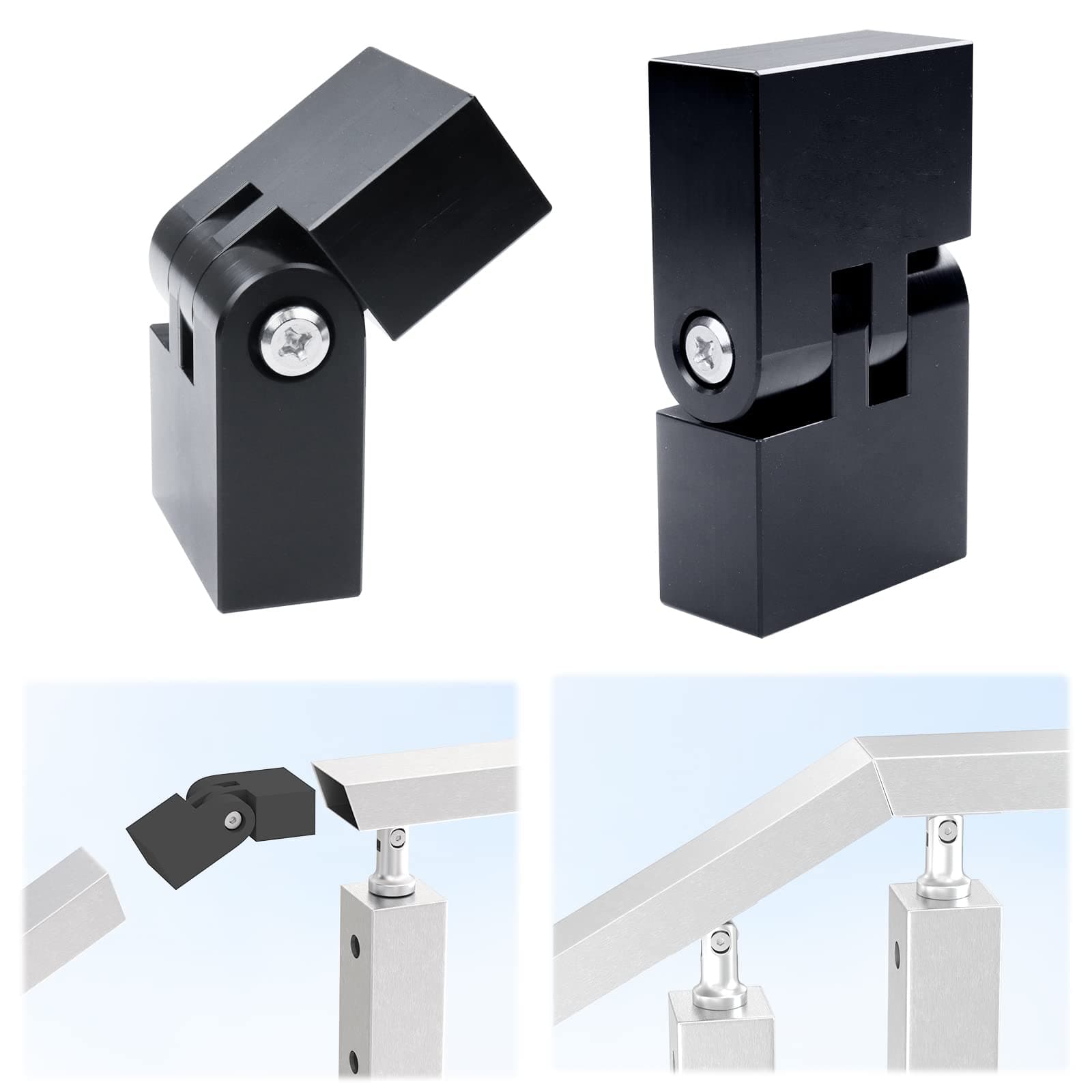 Muzata HT10 HL10 HT14 Flat Handrail Accessories - 2Pack Vertical Pivot Connector High Strength POM Handrail Fittings, HA23 BNP