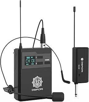 DIGIMORE Cordless Headset Mic | 3-Pin Mini XLR Port | 5Hrs Battery Life |150ft Range | <5ms Latency | 2400 MHz mic Ideal for Karaoke, Conferences, Stage, Weddings, Churches (D-341S)