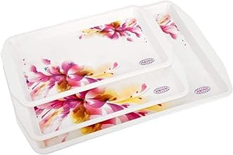 ASIAN Franco Plastic Trays for Serving Tea Snacks - Set of 3, Assorted, Small/Medium/Large