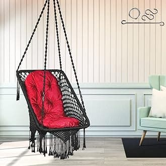 Patiofy Rectangular Swing Chair - Adults Swing With Large Cushion - Black - Polyester