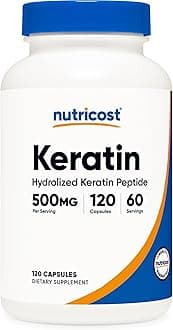 Nutricost Keratin Hydrolized Peptide Capsules - 500MG, 120 Capsules (60 Servings) - Non-GMO, Gluten-Free Formula