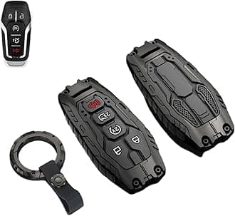 Heavy Key Fob Cover Case Protector for Ford, Keychain, Accessories for Ford F150 Mustang Explorer Edge Fusion Lincoln MKZ MKC MKX(Model-B Black)