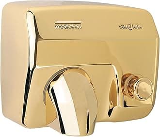 E88O-UL Push Button Operated Hand Dryer, Steel One-Piece Cover with Bright Golden Chrome Plated Steel 5/64" (1.9 mm) Thick, Aluminum Centrifugal Turbine with Double Symmetrical Inlet