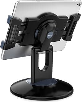 Retail Kiosk iPad Stand, 360° Rotating Commercial POS Tablet Stand, Fits 6"-13" (Screens) iPad mini Pro-Business Swivel Tablet Holder, for Store Office Reception Kitchen Desktop (Black)