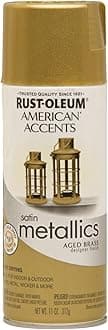 Rust-Oleum 202719 American Accents Topcoat Designer Metallic Spray Paint, 12 Oz Aerosol Can, 11 Ounce (Pack of 1), Aged Brass, 11 Fl Oz