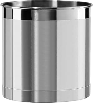 Stainless Steel Jumbo Utensil Holder - 7" Utensil Caddy, Weighted Base for Stability - Extra Large Utensil Crock and Countertop Utensil Organizer, Stainless Steel