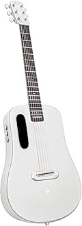 LAVA ME AIR Portable Carbon Fiber Electric-Acoustic Guitar. Travel Guitar for Beginners with Onboard Effects and Magnetic Pickup. Silver