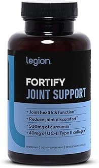 LEGION Fortify Joint Support - All-Natural Supplement for Joint Pain Relief with Undenatured Type II Collagen (UC-II) Curcumin Supplements to Boost Joint Health and Function |30 Servings| 90 Capsules