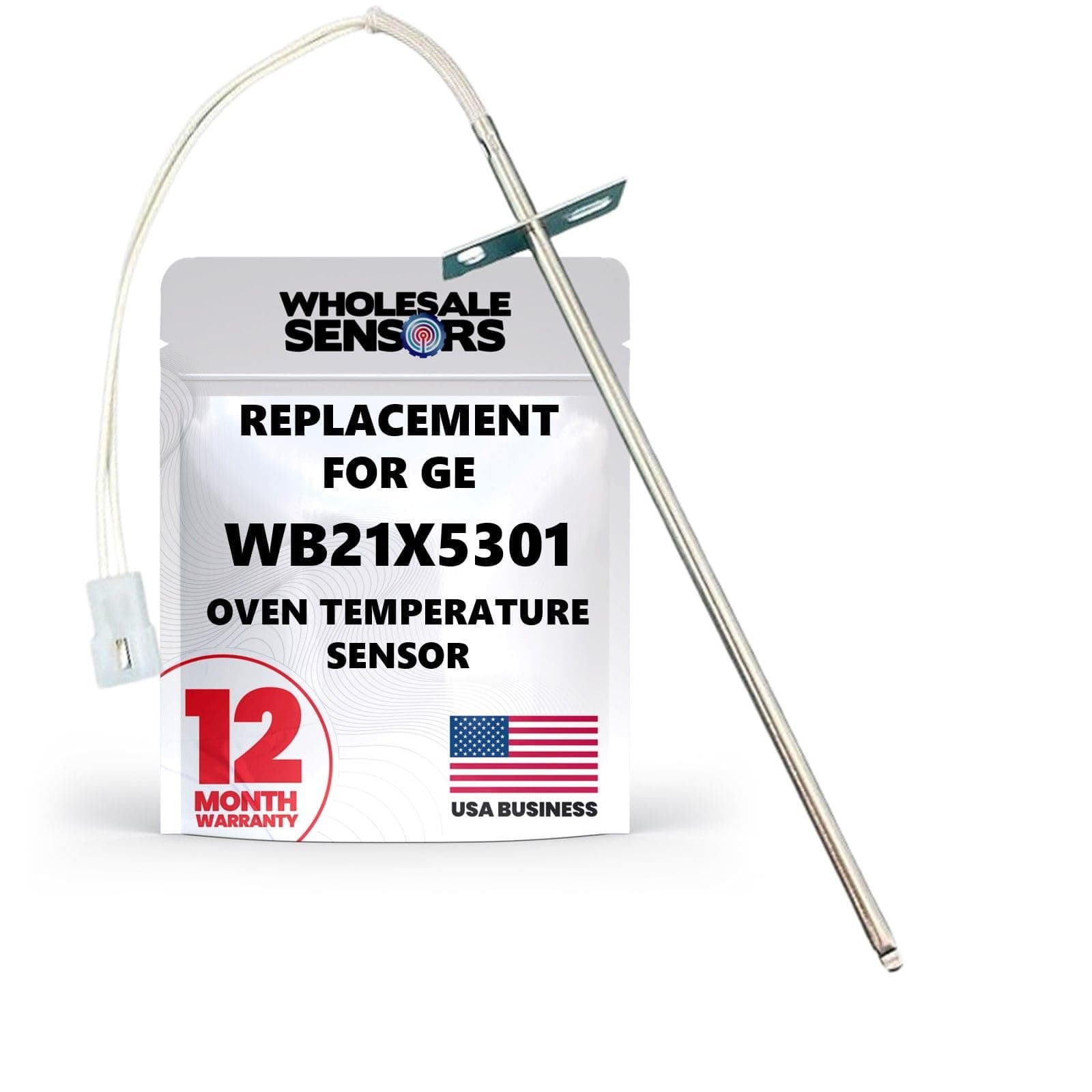 Replacement GE WB21X5301 Range Oven Temperature Sensor Probe Assembly 12 Month Warranty & USA Support