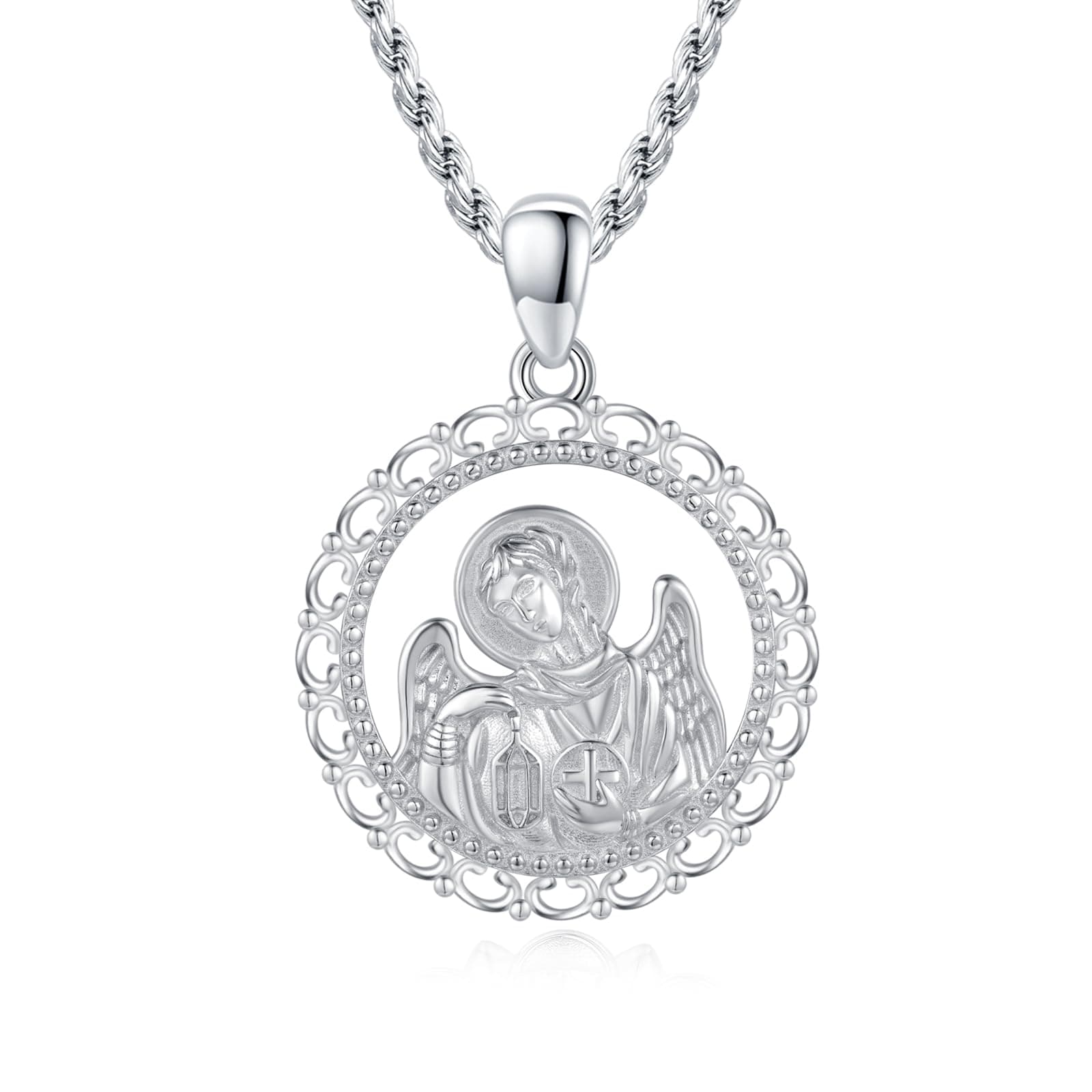 Sterling Silver St Michael/St Christopher/St Benedict/Saint Jude/Virgin Mary Medal/Cross Crucifix/St Joseph//St Anthony Pendant Necklace Amulet Jewellery for Men Women