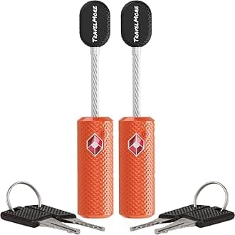 2-Pack TSA Approved Luggage Locks with Keys for Travel | Flexible, Ultra Secure Mini Key Padlocks Made from Zinc Alloy | Luggage Locks | TSA Locks | Orange