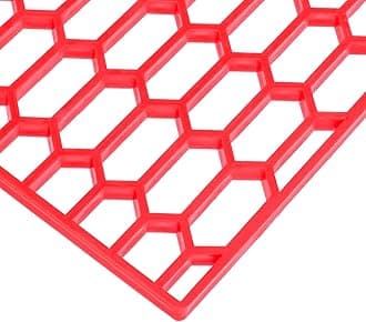 AggAuto 47"x16" ABS Plastic Universal Car Grill Mesh, Automotive Grille Insert Bumper Honeycomb Hole 11x30mm Hex Grids Red