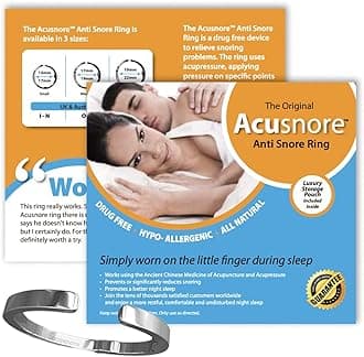 The Original Acusnore Anti Snore Ring- World's First & Only Ring With Three Acupressure Activators- Stop Snoring, Natural Sleep Aid for the Relief of Snoring, Sinus Issues, Restless Sleep, and Insomnia Sufferers- Free Luxury Storage Pouch & Leaflet Included In Box- MONEY BACK GUARANTEE