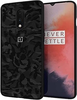 RIGGEAR Sleek Oneplus 7 Back Cover Case For Phone (Tpu+Pc | Black Camo), Black