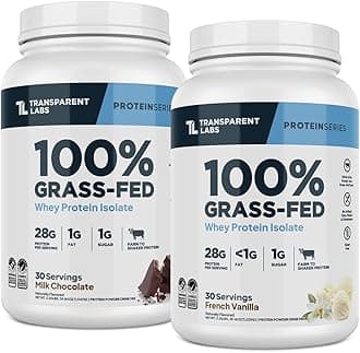 Grass-Fed Whey Protein Isolate (30 Servings, French Vanilla) & Grass-Fed Whey Protein Isolate (30 Servings, Milk Chocolate)