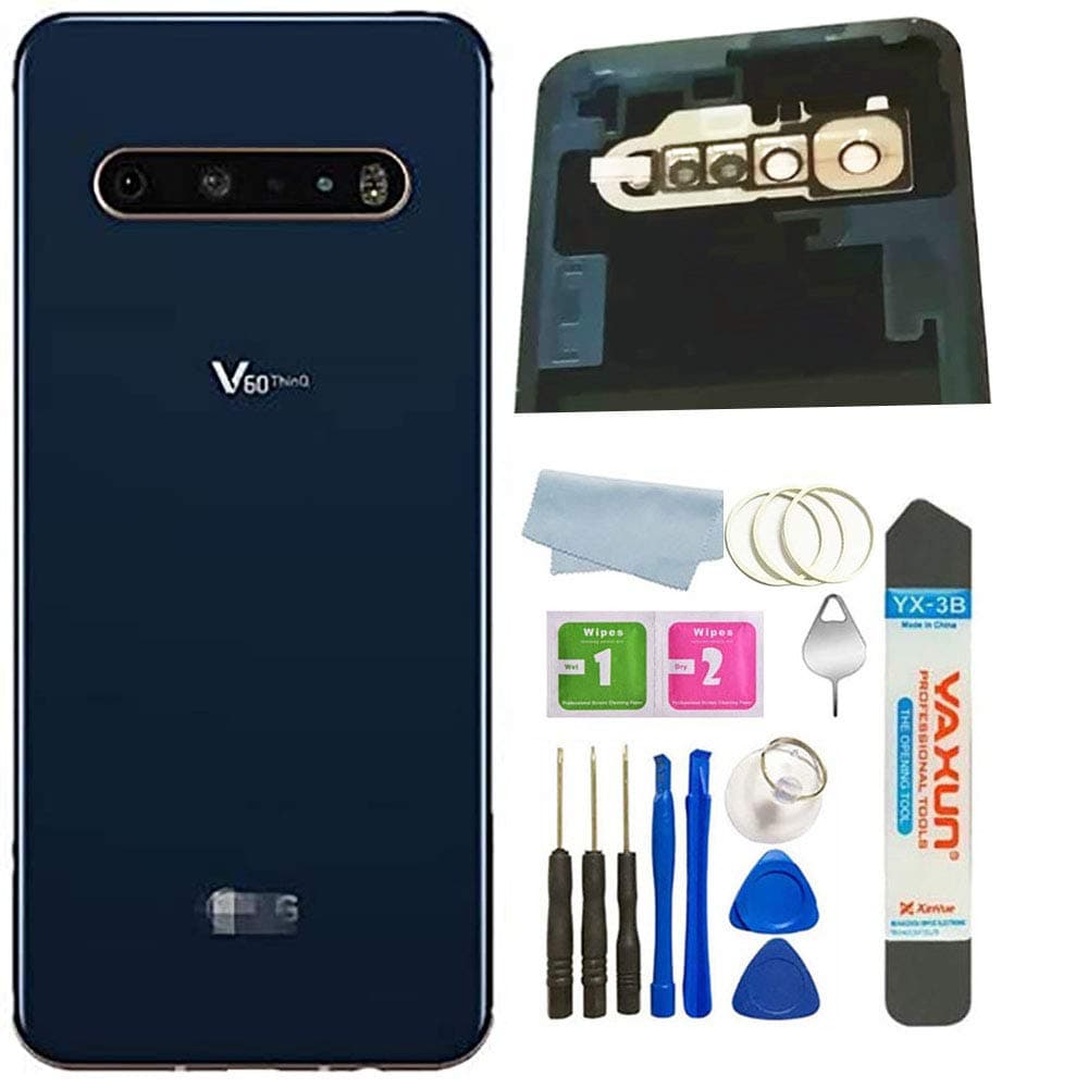 V60 ThinQ Back Glass Replacement for LG V60 ThinQ All Models Back Glass Cover with Pre Installed Tape Housing Door Parts+Tools (Classy Blue)