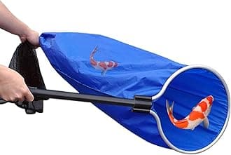 Koi Fish Net, Aquarium Net Short Handle Waterproof Soft Semi-Permeable Fishing Soft Lightweight Mesh Basket for Large Koi Sock Neting Medium Fish Eggs Safety Isolating Transfer