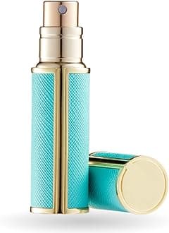 UULANFA Refillable Perfume Bottle Atomizer for Travel,Portable Easy Refillable Perfume Spray Pump Empty Bottle for men and women with 5ml Mini Pocket Size (SU.G-Green)