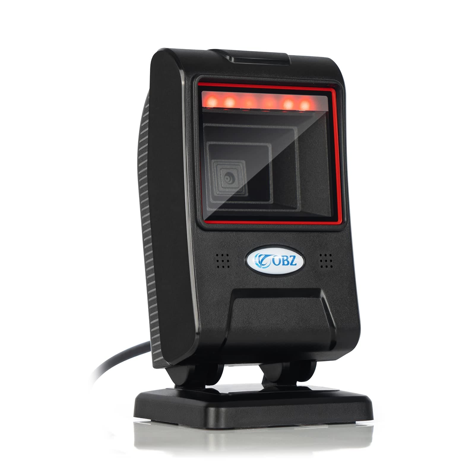 OBZ Hands-Free Desktop Barcode Scanner,Omnidirectional 1D 2D QR Code Reader with Adjustable Scan Head,USB Wired Automatic Sensing Bar Code Scanner for PC,Android,POS,Linux,Warehouse,Retail,Supermarket