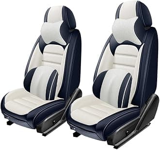 2 Seat Covers for Toyota FJ Cruiser 2007-2014,Premium Nappa Leather Car Seat Covers Car Seat Cushions,Waterproof Soft Seat Covers for Cars,Interior Accessories Airbag Compatible（Luxury-Blue&White）