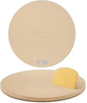 Unicook 12 Inch Round Pizza Stone, Heavy Duty Cordierite Bread Baking Stone for RV Oven, Grill and Toaster Oven, Ideal for Baking Crisp Crust Pizza, Bread, Cookies and More