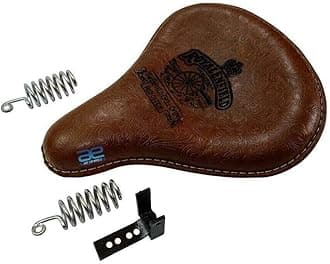 AEspares Fits Royal Enfield Classic 350 500 Engraved Leather Front Seat Brown