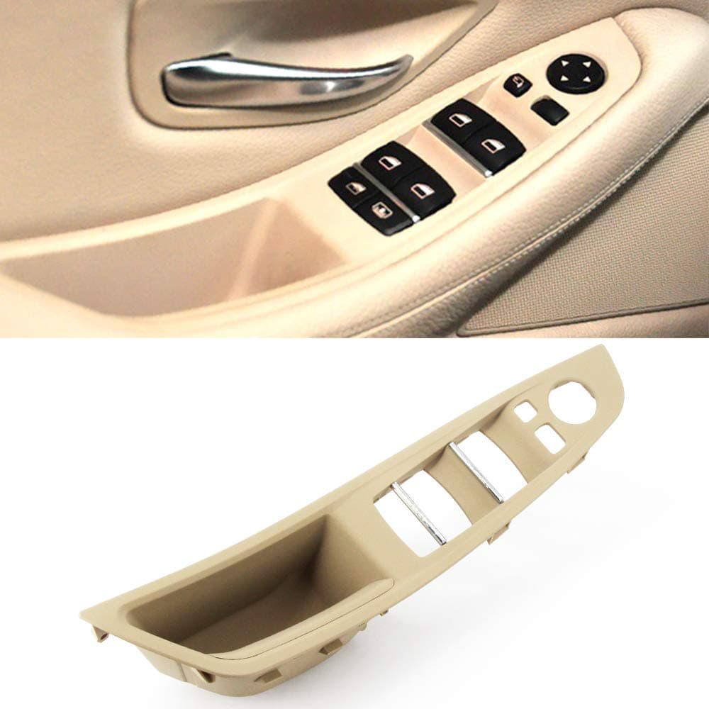 Driver Side Door Handle Replacement for BMW 5 Series, Window Switch Armrest Panel, Inner Pull Trim Panel Cover 2010-2016 Series 520 523 525 528 530 535 F10 F11 Beige