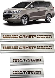 Empica Sill Plate/Door Foot Step Scuff Plate | Stainless Steel Car Door Foot Step Sill Plate Compatible for Toyota Crysta (Set of 4 Pcs)
