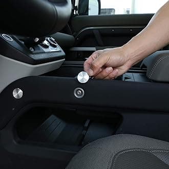 YIWANG Carbon Fiber Car Interior Accessories Gear Console Side Strip Cover Trim for Land Rover Defender 90 110 2020-2022 Replacement Parts (8pcs Screw Protective Cover-Silver)