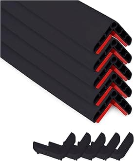 Rubber Bond Wall Corner Guard Edge Protector, 1x1x36 inch Baby Proofing Corner Guards | Self-Adhesive Furniture Edge Strips for Home & Office (5 Pack, Black)