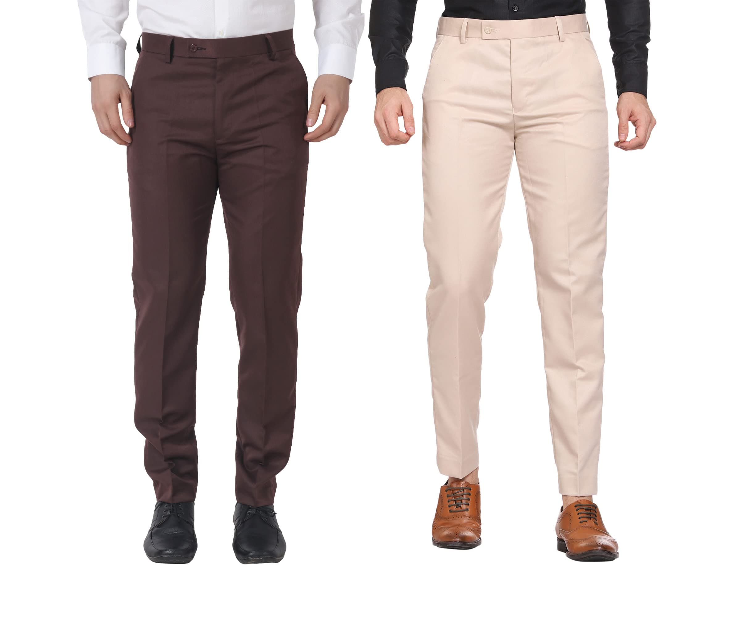 MALENO Men Formal Trouser Regular Fit Solid | Soft and Breathable Pant Combo (Pack of 2)