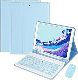 Galaxy Tab A8 2022 Case with Keyboard and Mouse, Detachable Magnetic Keyboard Case with Mouse and S Pen Holder for 10.5" Galaxy A8 Model SM-X200/X205/X207 Tablet (Sky Blue)