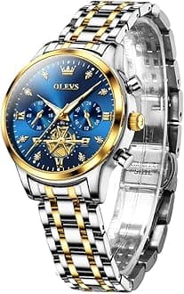 OLEVS Womens Watch Fashion Dress Diamond Roman Numerals Ladies Analog Quartz Stainless Steel Waterproof Luminous Date Female Watch Gift