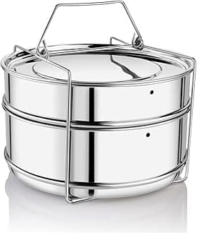 Embassy Stainless Steel Cooker Separator | Suitable for 7.5 litres Prestige Deluxe Plus Outer Lid Pressure Cookers | 2 Containers with Lifter | Dimension - 19x19x12.5 cm