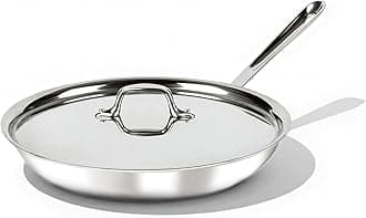 Stainless Steel Tri-Ply Bonded Dishwasher Safe Fry Pan with Lid 12-Inch Silver 8701005165