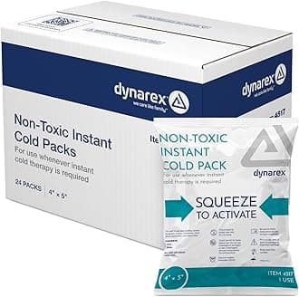 Dynarex Instant Cold Packs - Non-Toxic - Disposable Cold Compress for First Aid - Portable and Conforms to Body Contours - Quick Activation - 4" x 5" - 24 Count